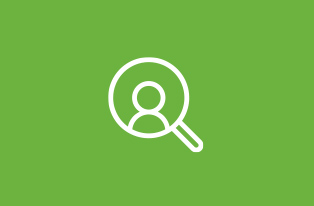 icon image showing magnifying glass for recruitment
