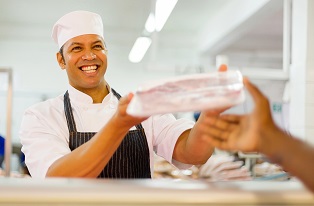 image of butcher selling meat