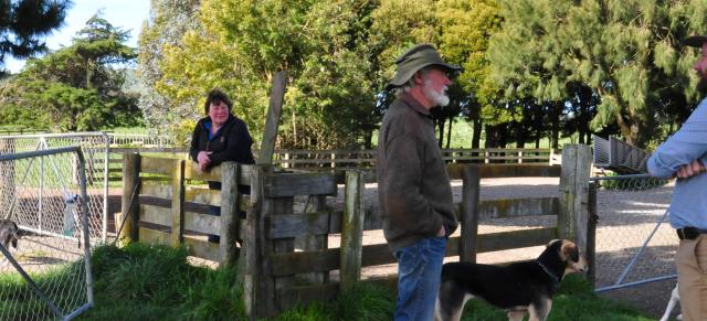 image of three farmers in the yard