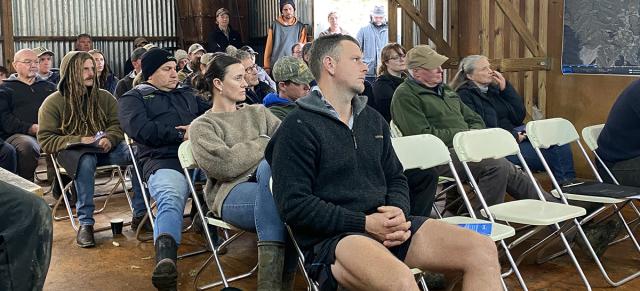 image of attendees at field day in woolshed