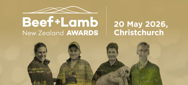 Awards banner with four past winners and a lamb featured 