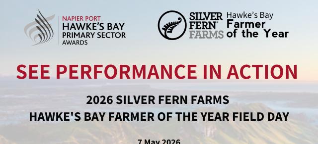 2026 Silver Fern Farms Hawkes Bay Farmer of the Year Field Day event flyer with sponsor logos