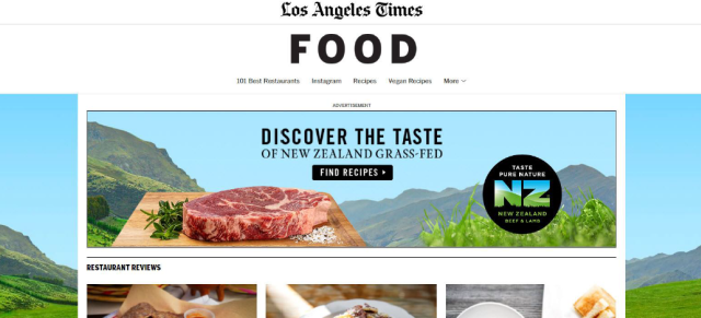 Taste Pure Nature ad in LA Times website Taste Pure Nature ad in LA Times website