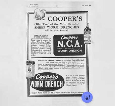 image of old newspaper clipping featuring drenching products