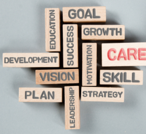 image of wooden career buzz words