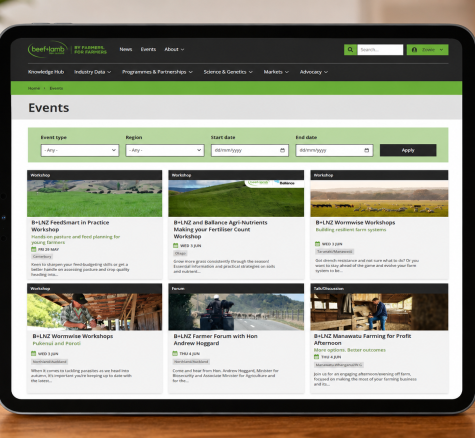 image of tablet showing event calendar