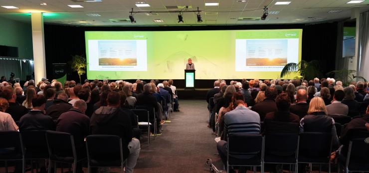 image of AgInnovation opening presentation and audience