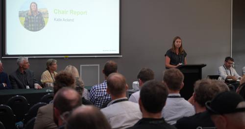 image of Kate Acland speaking at Annual Meeting