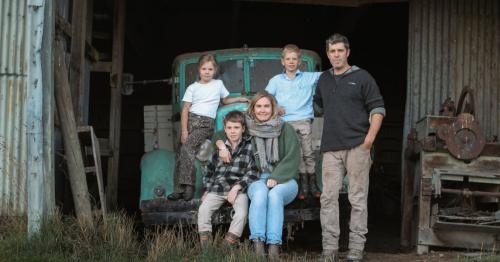 Image of Birchwood  family in barn