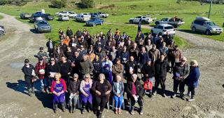 image of field day attendees at field day aerial view