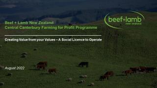 Central Canterbury Farming for Profit Programme- Creating Values from your Values – A Social Licence to Operate