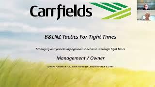Managing and prioritising agronomic decisions through tight times - For the Business
