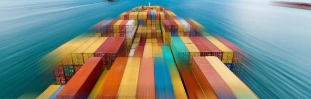 ship with containers blurred