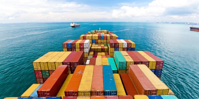 Container ship on water