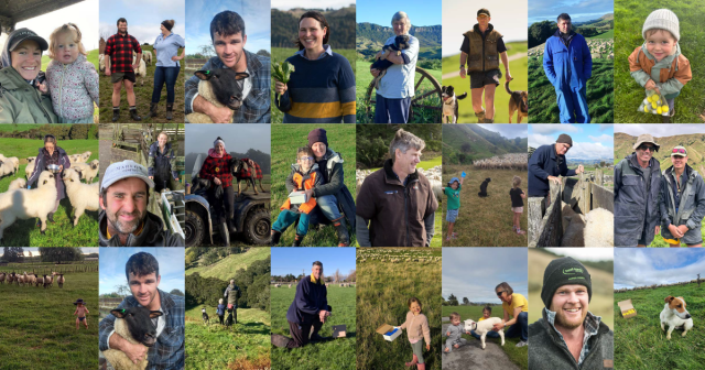 sheep poo banner featuring montage of people