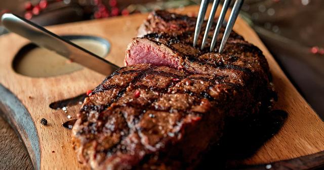 image of steak being cut