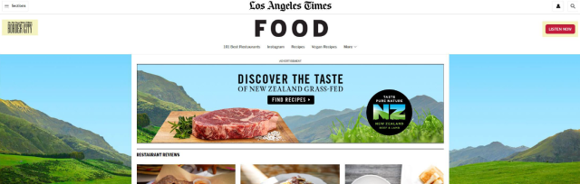 Taste Pure Nature ad in LA Times website