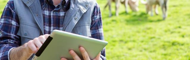 ipad farmer with ipad
